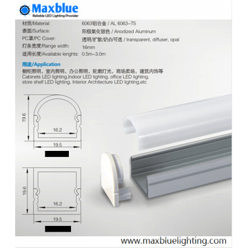 20X20mm 3m Square Alu Profile Housing with Milky Diffuse Cover